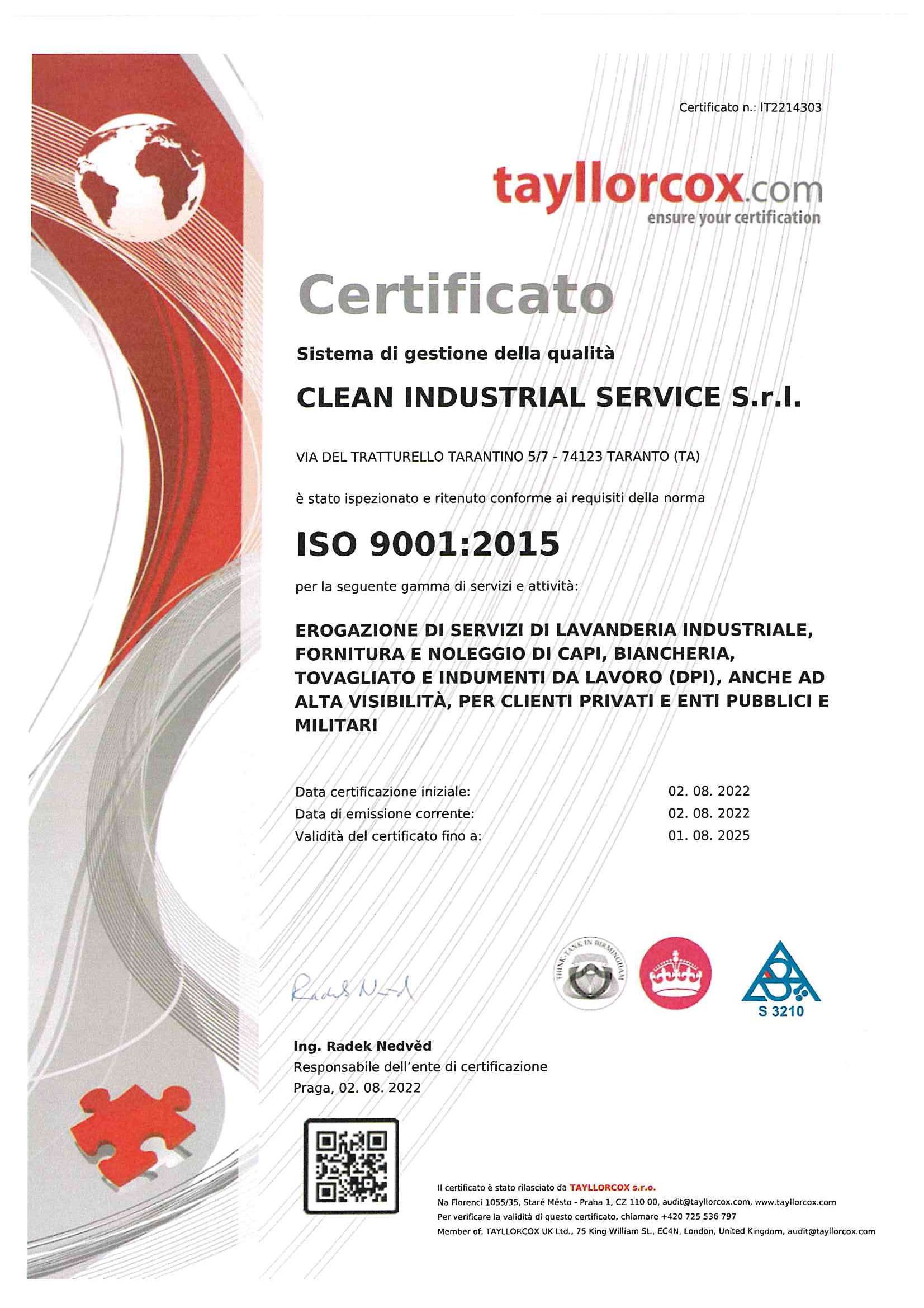 Certificazione Lavanderia Fanelli